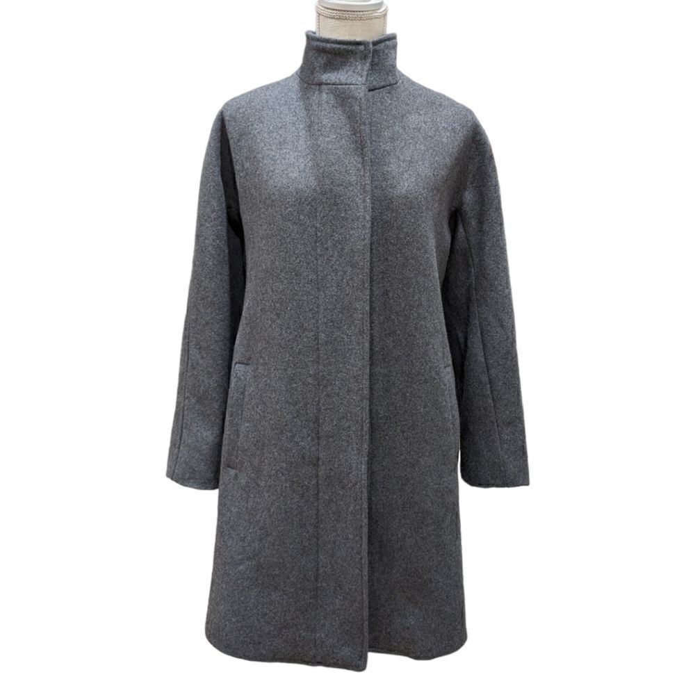 Yaly Couture Custom Designed Tailored Pure Wool Womens Grey Zip Up Coat Size M